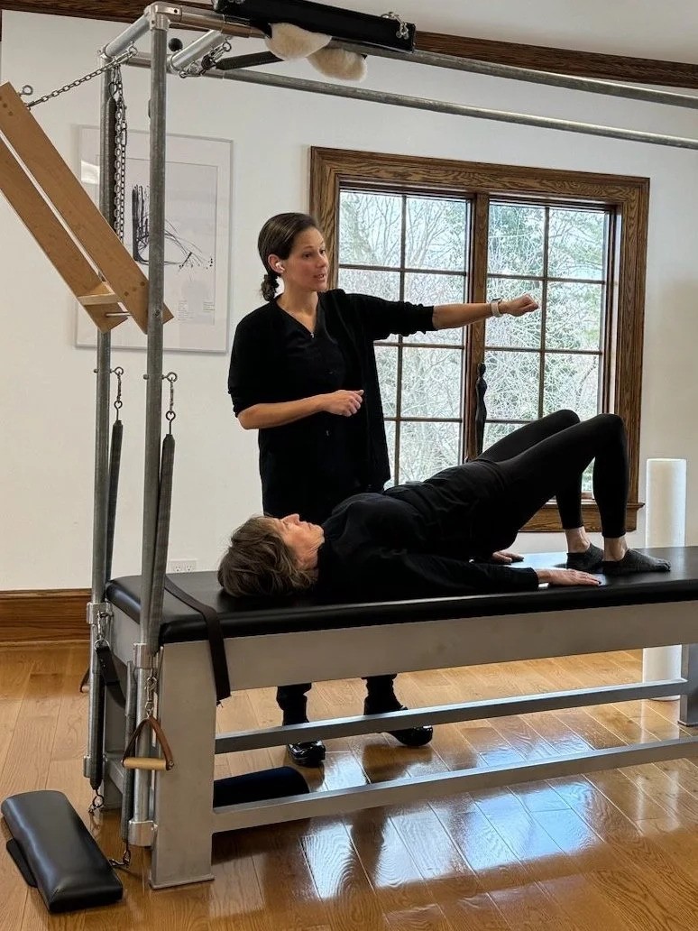 alexandra-osteopath-presenting-speaking Alexandra, an osteopath in Grand Rapids, speaking about osteopathy and classical pilates